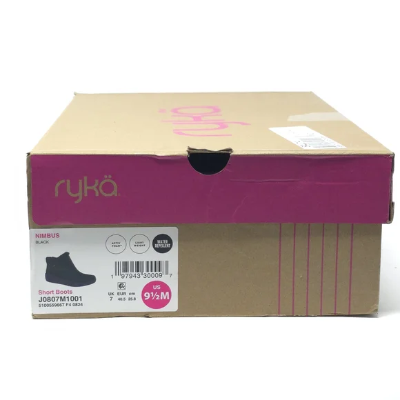Ryka Nimbus Black Water Repellent Faux Fur Booties Size 9.5M